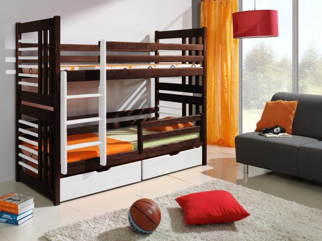 Patrová postel Roland 2 s úložným prostorem borovice masiv .Povrchová úprava: Přírodní lakovaná, Rozměr: 90 x 190 cm