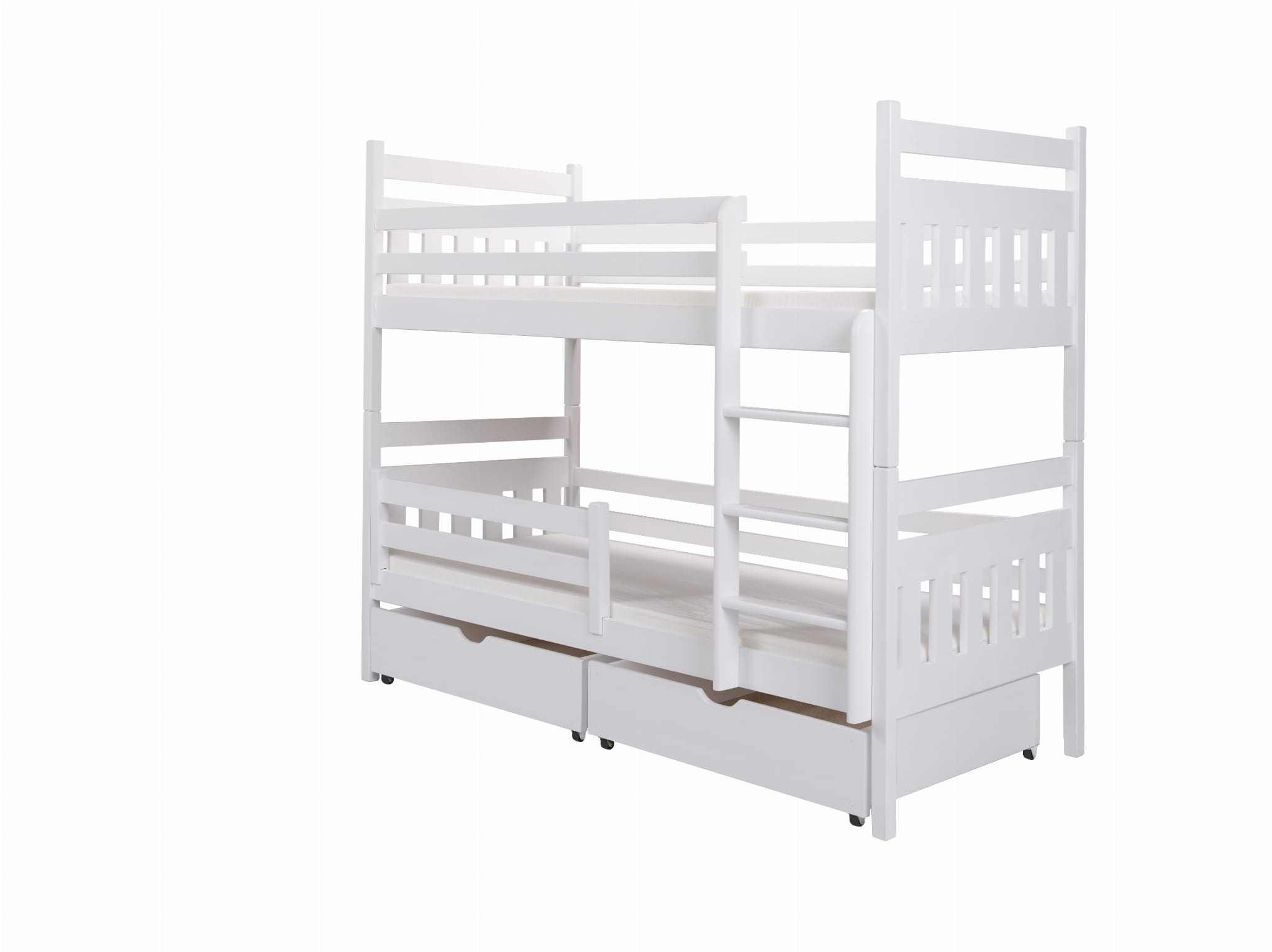 Patrová postel FILIP s úložným prostorem borovice masiv .Povrchová úprava: Bílá, Rozměr: 90 x 180 cm
