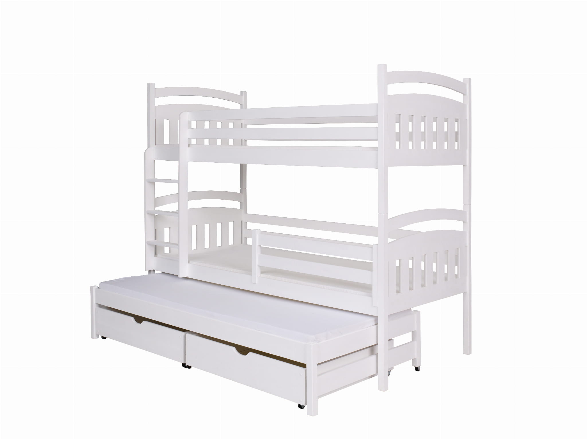 Patrová postel pro 3 osoby MAJA s úložným prostorem .Povrchová úprava: Přírodní lakovaná, Rozměr: 90 x 190 cm