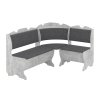 Rohová lavice KOMFORT (Barva antracit, Materiál koženka - bílá)