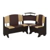 Rohová lavice KNEZ (Barva antracit, Materiál koženka - bordó + káva)