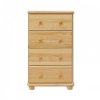 Dřevěná komoda 4 zásuvky KIK 111 borovice masiv - šířka 55 cm