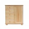 Kombinovaná komoda KIK 152 borovice masiv - 5 šuplíků + 1dvířka - šířka 85 cm