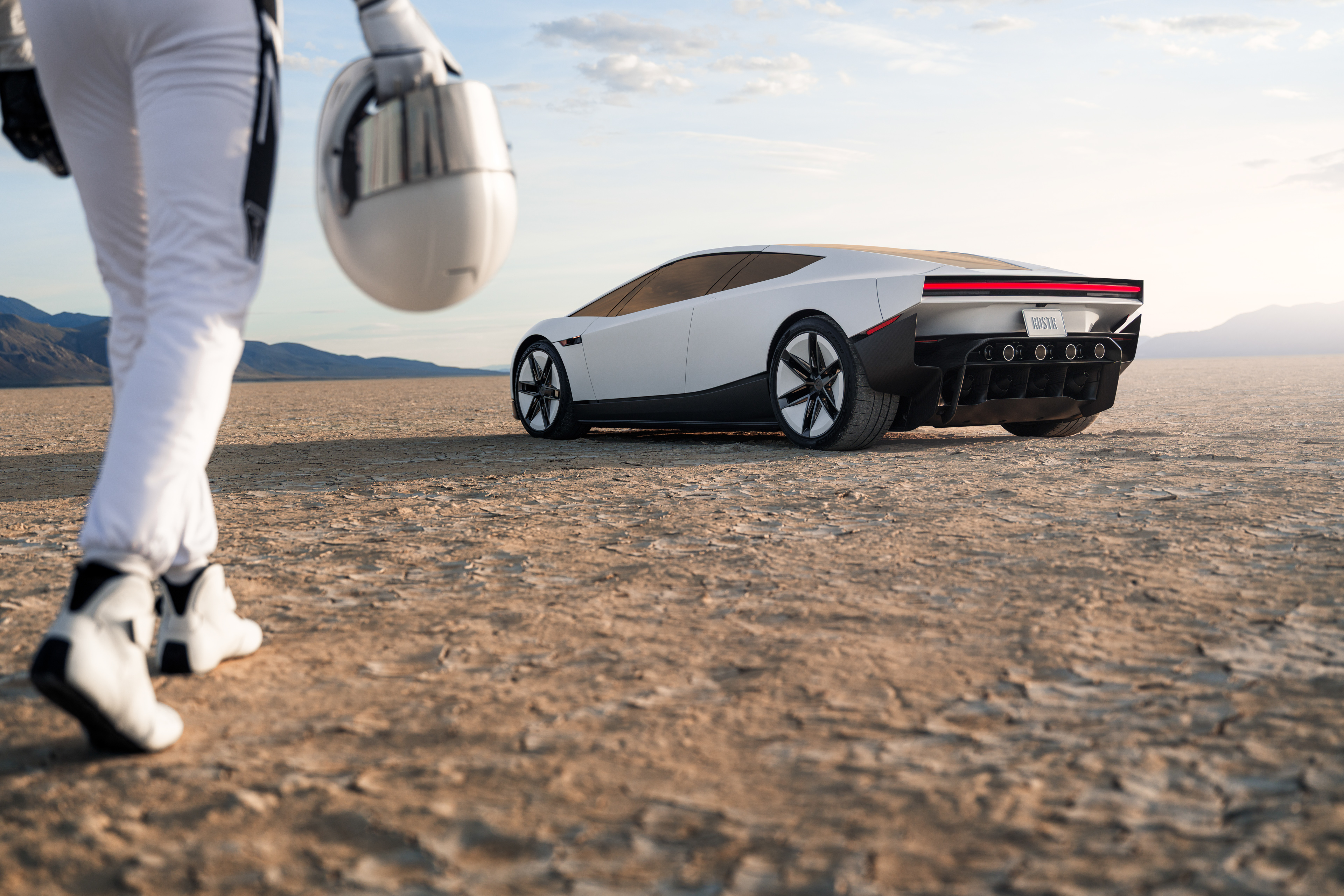 Tesla Roadster Rocket – zadná časť vozidla s tryskami a futuristickým dizajnom