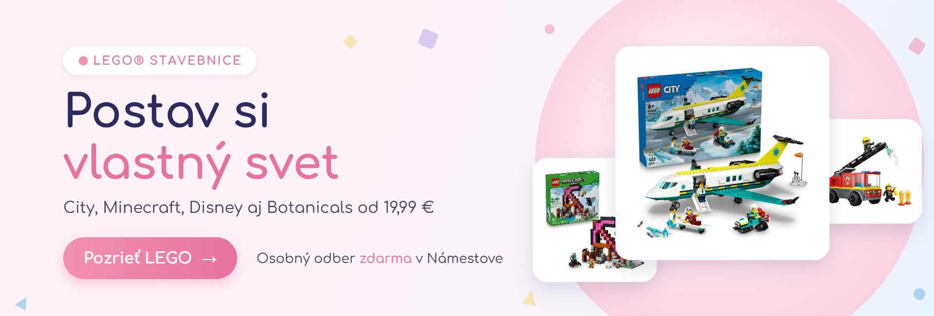 LEGO® stavebnice – City, Minecraft, Disney aj Botanicals v Kinderku