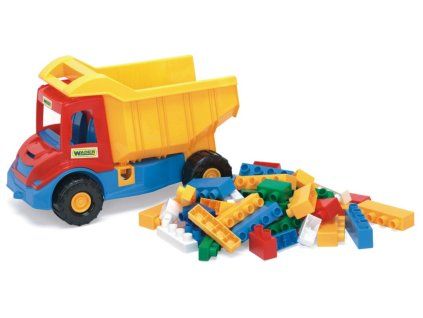 Auto multitruck s kockami plast 38cm 2 farby v sieťke 12m+ Wader