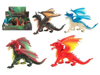 Drak plast 20x14x22cm 4 druhy 4ks v boxe