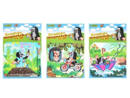 Magnet 3D Krtko plast 8x8cm 3 druhy v sáčku 8x11,5cm