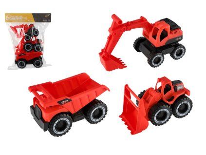 Auto stavebné 3ks plast 15-19cm voľný chod v sáčku