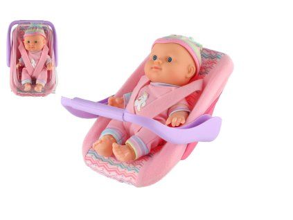 Bábika bábätko 20 cm plast v nosidle/autosedačke