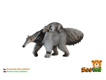 Mravčiar veľký samica s mláďaťom zooted plast 16cm