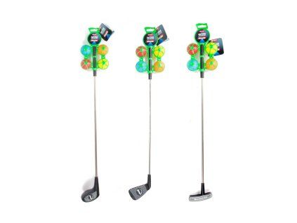 Golfová sada 1ks palica 60cm + 4ks loptička kov/plast 3 druhy