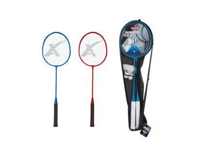 Sada bedminton pálky 2ks + loptička 2ks 65cm kov/plast 2 farby v puzdre