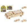 Drevené 3D puzzle/stavebnica auto 4ks vo fólii 2 druhy 12ks v boxe