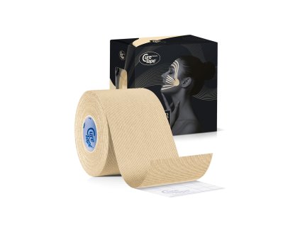curetape beauty kinesiology tape product light beige 5cm x 5m 1 single unraveled roll with box packaging3