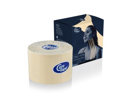 curetape gentle kinesiology tape product light beige 5cm x 5m 1 single roll with box packaging lr image