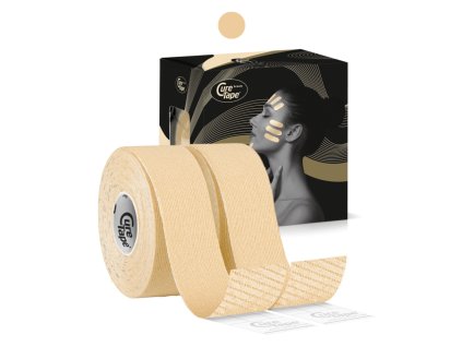 curetape classic kinesiology tape product beige 2.5cm x 5m 2 single rolls with box packaging hr image colour options3 e1726224009216