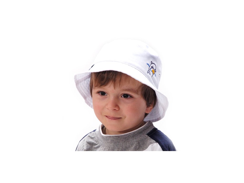 Dětský klobouk plátno - bílý
