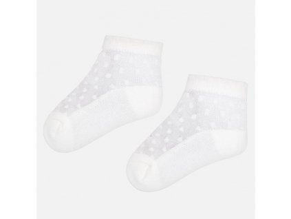 Ponožky s průsvitnou aplikací puntíky bílé NEWBORN Mayoral
