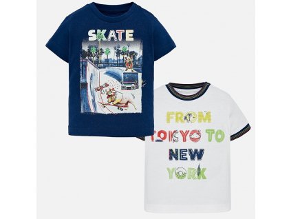 2pack triček s krátkým rukávem SKATE bílo-modré BABY Mayoral