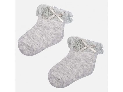 Ponožky s krajkou světle šedé NEWBORN Mayoral