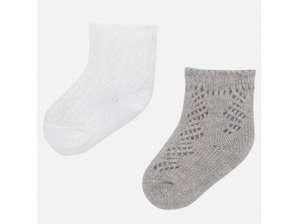2 pack ponožek se vzorem šedo-smetanové BABY Mayoral