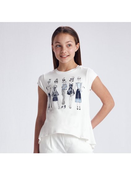 Tričko s krátkým rukávem modelky bílo-modré JUNIOR Mayoral