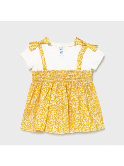 1178 Mayoral Girls Mustard Mixed Blouse Front