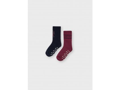 2 pack froté ponožek s protiskluzem KOSMONAUT černo-vínové Mayoral