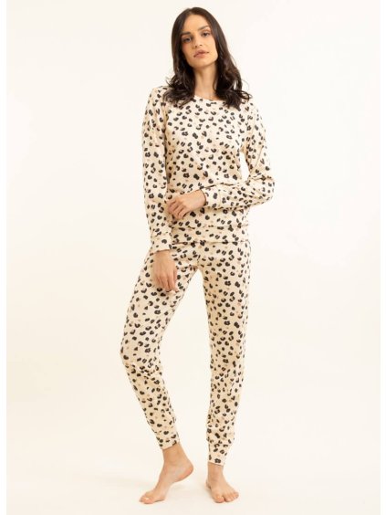 Dámské pyžamo dlouhý rukáv leopard Extreme Intimo