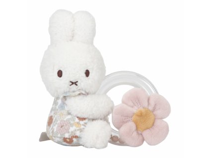 Chrastítko s korálky králíček Miffy kytičky Little Dutch