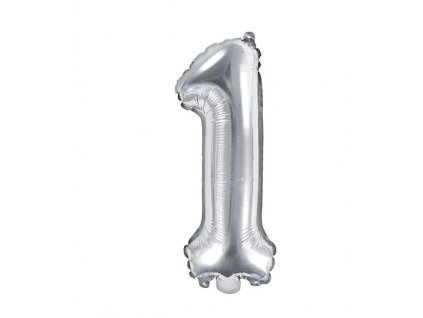 Balónek fóliový číslo 1 stříbrná 35 cm Party Deco