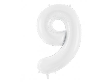 Balónek fóliový číslo 9 bílá 100cm Party Deco