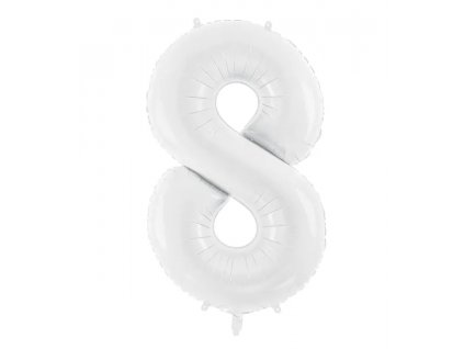 Balónek fóliový číslo 8 bílá 100cm Party Deco