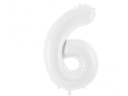 Balónek fóliový číslo 6 bílá 100cm Party Deco