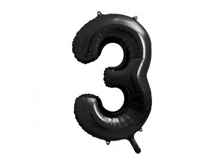 Balónek fóliový číslo 3 černý 100cm Party Deco