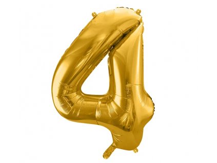 Balónek fóliový číslo 4 zlatá 100 cm Party Deco