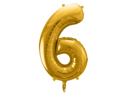 Balónek fóliový číslo 6 zlatá 100 cm Party Deco