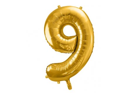 Balónek fóliový číslo 9 zlatá 100 cm Party Deco