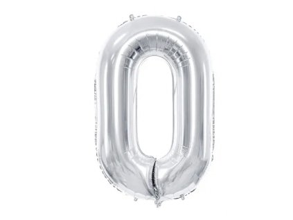 Balónek fóliový číslo 0 stříbrná 100cm Party Deco