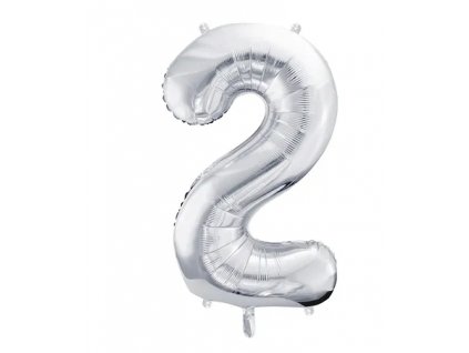 Balónek fóliový číslo 2 stříbrná 100 cm Party Deco