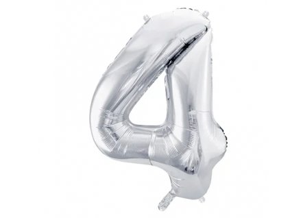 Balónek fóliový číslo 4 stříbrná 100 cm Party Deco