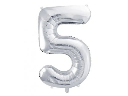 Balónek fóliový číslo 5 stříbrná 100 cm Party Deco