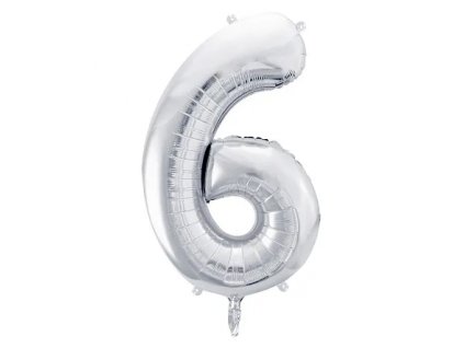 Balónek fóliový číslo 6 stříbrná 100 cm Party Deco