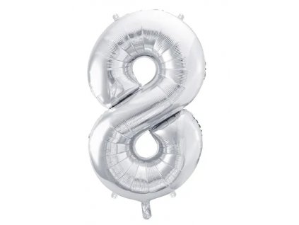 Balónek fóliový číslo 8 stříbrná 100 cm Party Deco