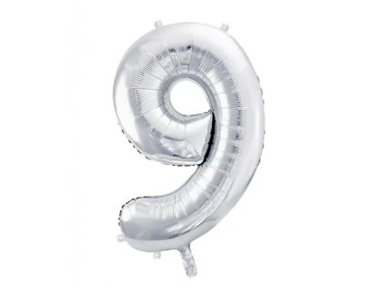 Balónek fóliový číslo 9 stříbrná 100 cm Party Deco