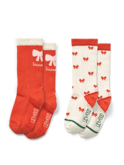 Annette Socks 2 Pack LW19193 2360 Holiday bow apple red Sandy mix 1