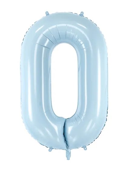 Balónek fóliový čísla 0-9 světle modrý 86 cm Party Deco