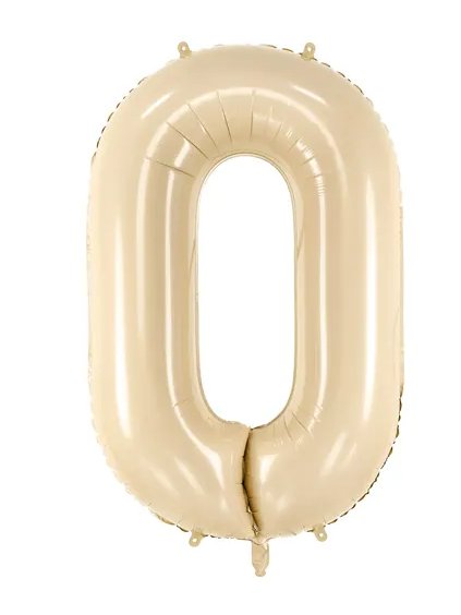 Balónek fóliový čísla 0-9 béžový 86 cm Party Deco