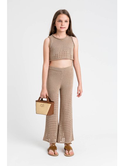Kalhoty s háčkováním béžové Twinset Girl